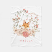 Schattigee Fox Botanical Baby Girl Nursery Fleece Deken (Voorkant)
