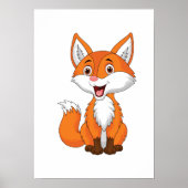 Schattigee Fox Cartoon Digitale Printable Poster&S Poster (Voorkant)