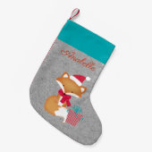 Schattigee Fox Christmas gepersonaliseerd Kleine Kerstsok (Voorkant (Hangend))