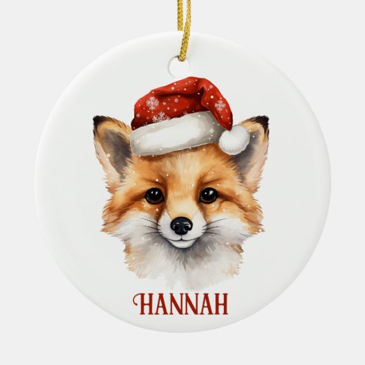 Schattigee Fox gepersonaliseerde kerstversiering Keramisch Ornament (Voorkant)