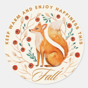 Schattigee Fox Herfst seizoen Ronde Sticker
