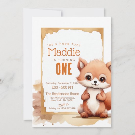 Schattigee Fox Herfst Winter Custom verjaardagsfee Kaart (Voorkant)