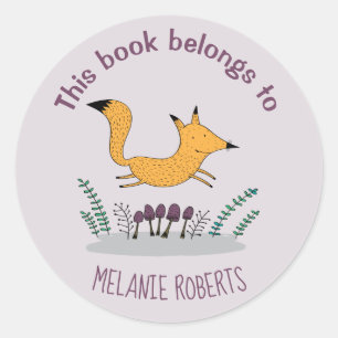 Schattigee Fox Illustratie Kinder Boek Behoort tot Ronde Sticker