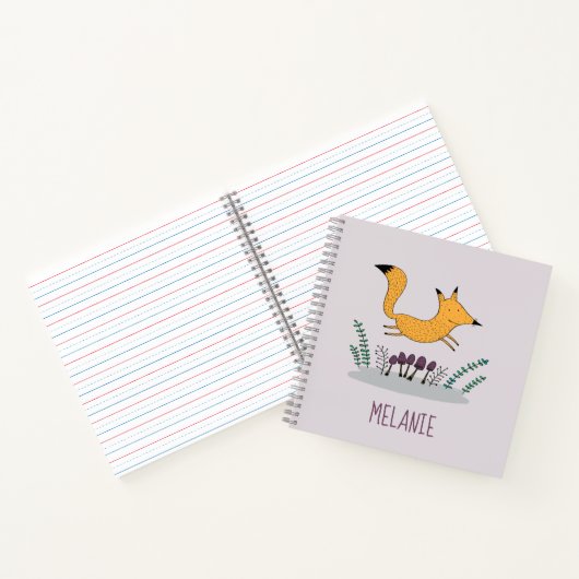 Schattigee Fox Illustration Kinder Personalized Notitieboek (Binnen)