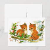 Schattigee  Fox kerstscène Feestdagenkaart (Voorkant / Achterkant)