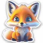 Schattigee Fox Kinder Woodland School Cartoon Grap Sticker (Voorkant)