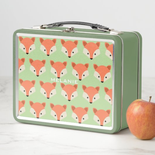 Schattigee Fox Pattern op Groen Gepersonaliseerd (In situ)