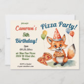 Schattigee Fox Pizza Party Verjaardag Kaart (Voorkant)