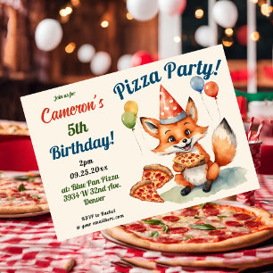 Schattigee Fox Pizza Party Verjaardag Kaart