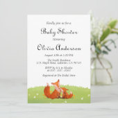 Schattigee Fox Rustic Woodland Baby shower uitnodi Kaart (Staand voorkant)