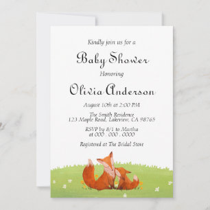 Schattigee Fox Rustic Woodland Baby shower uitnodi Kaart