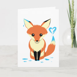 Schattigee Fox Schilderij Blauw Hart Custom Wenska Kaart
