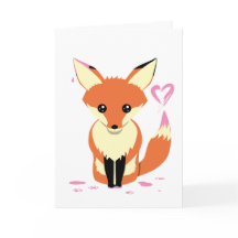 Schattigee Fox Schilderij Roze Hart Custom Wenskaa