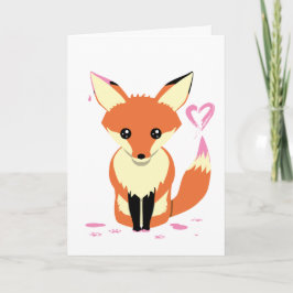 Schattigee Fox Schilderij Roze Hart Custom Wenskaa Kaart