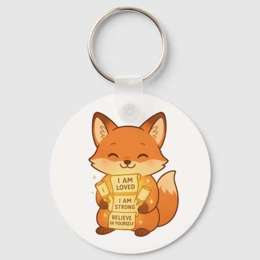 Schattigee Fox Sleutelhanger 🦊💌 – Positieve vibe (Achterkant)