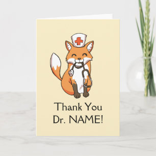 Schattigee Fox Tekening Dank u Kaart Doctor Sjablo