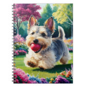 Schattigee Fox Terrier Chasing a Kite in het Park Notitieboek (Voorkant)