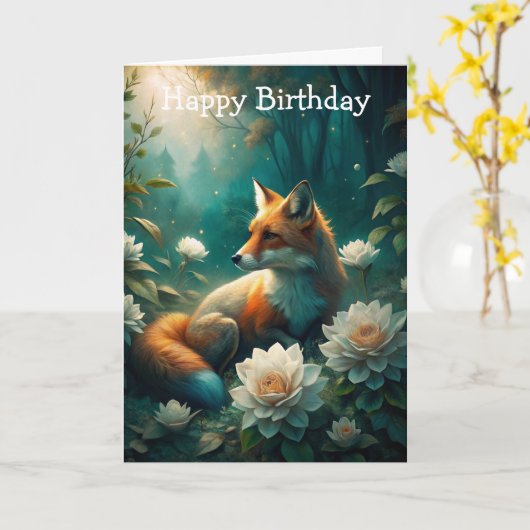 Schattigee Fox Verjaardag Kaart (Gele Bloem)