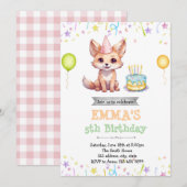 Schattigee Fox verjaardagsuitnodiging Kaart (Voorkant / Achterkant)