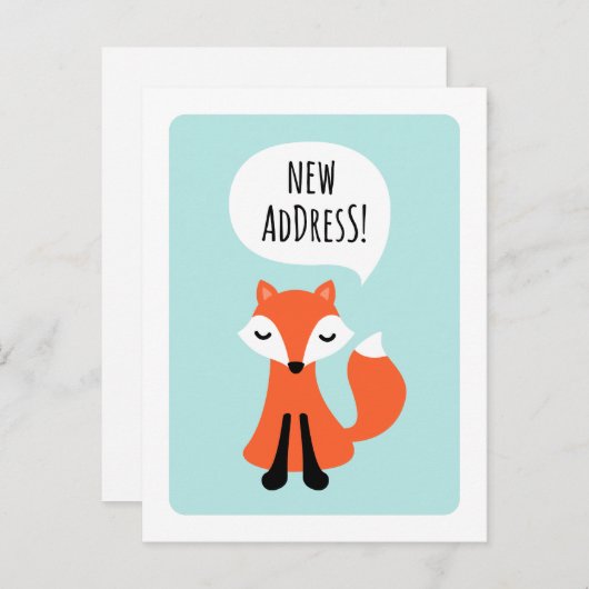 Schattigee Fox wijziging van adres bewegende aanko Aankondigingskaart (Voorkant / Achterkant)