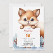 Schattigee Fox Winter Custom verjaardagsfeest Kaart (Voorkant)