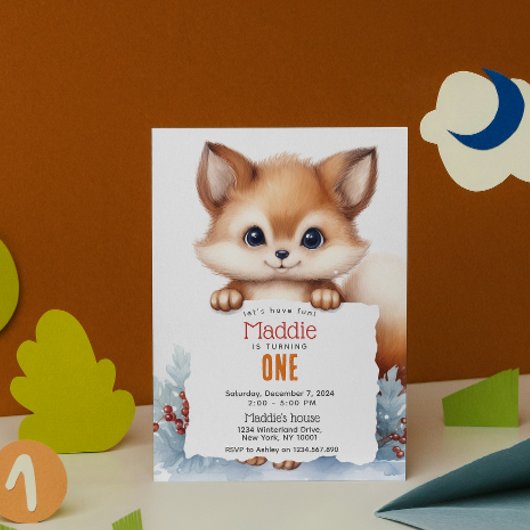 Schattigee Fox Winter Custom verjaardagsfeest Kaart