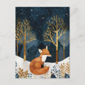 Schattigee Fox Winter Woodland Waterverf Kerst Briefkaart (Voorkant)