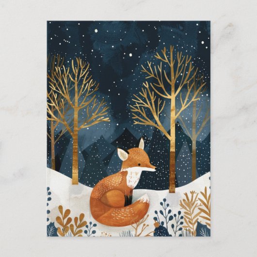 Schattigee Fox Winter Woodland Waterverf Kerst Briefkaart (Voorkant)