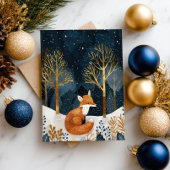 Schattigee Fox Winter Woodland Waterverf Kerst Briefkaart