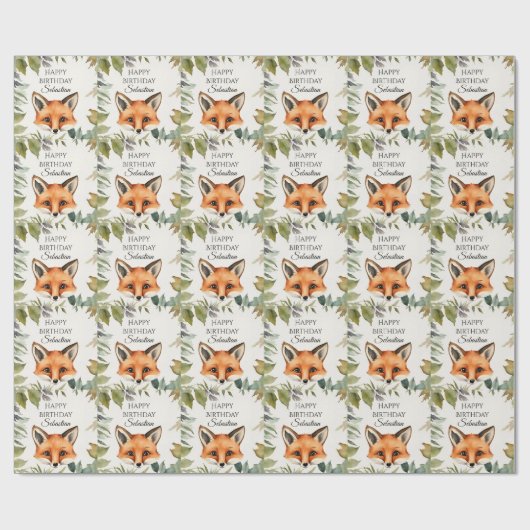 Schattigee Fox Woodland Animal Verjaardagsfeest Cadeaupapier (Vlak)