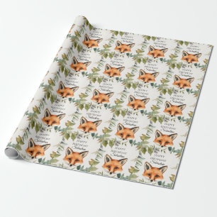 Schattigee Fox Woodland Animal Verjaardagsfeest Cadeaupapier
