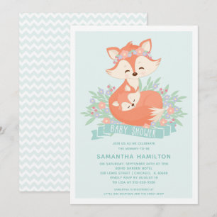 Schattigee Fox Woodland Boy Baby shower Uitnodigin Kaart