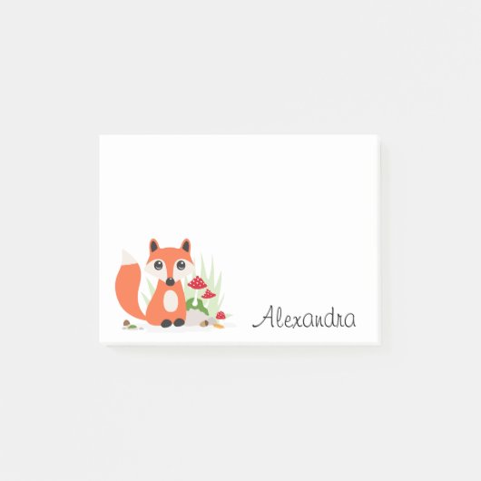 Schattigee Fox Woodland gepersonaliseerde naam Post-it® Notes (Voorkant)