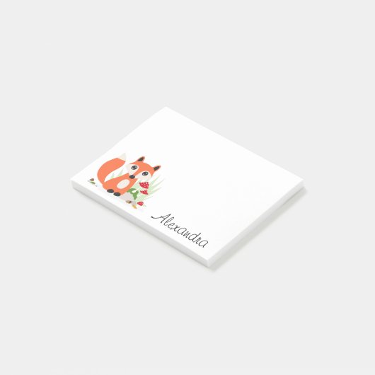 Schattigee Fox Woodland gepersonaliseerde naam Post-it® Notes (Schuin)