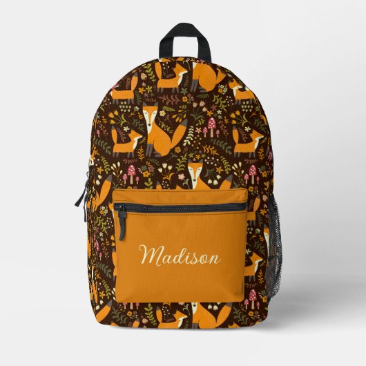 Schattigee Foxes Aangepaste naam Bedrukte Rugzak (Voorkant)