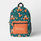 Schattigee Foxes Aangepaste naam Bedrukte Rugzak (Voorkant)