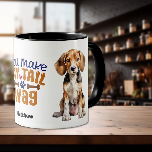 Schattigee foxhound puppy je maakt mijn staart wag mok