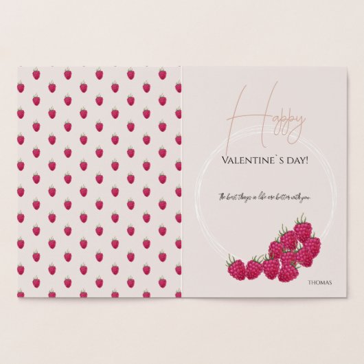 Schattigee Frambozen Waterverf Illustratie Folie Kaarten (Binnen)