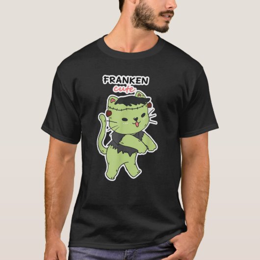 Schattigee Frankenstein Cat Funny Zombie Kitten T-shirt (Voorkant)
