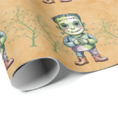 Schattigee Frankenstein Halloween Verjaardag Jonge Cadeaupapier (Rol Hoek)