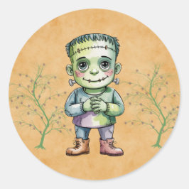 Schattigee Frankenstein Halloween Verjaardag Jonge Ronde Sticker