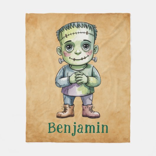 Schattigee Frankenstein Halloween Verjaardag Mash  Fleece Deken (Voorkant)