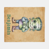 Schattigee Frankenstein Halloween Verjaardag Mash  Fleece Deken (Voorkant (Horizontaal))