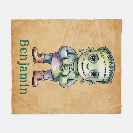 Schattigee Frankenstein Halloween Verjaardag Mash  Fleece Deken (Voorkant (Horizontaal))