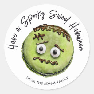 Schattigee Frankenstein Monster Groene Macaron Ronde Sticker