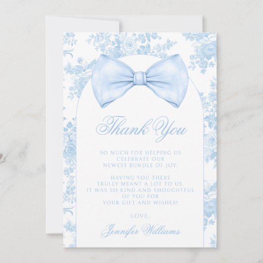 Schattigee Franse Blue Bow Stropdas Boho Baby Boy  Bedankkaart (Voorkant)