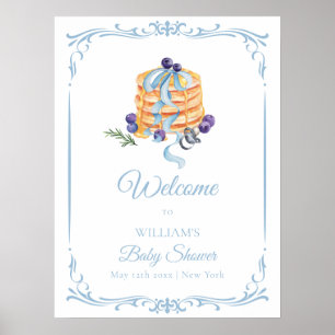 Schattigee Franse Blueberry Pannenkoek Baby shower Poster