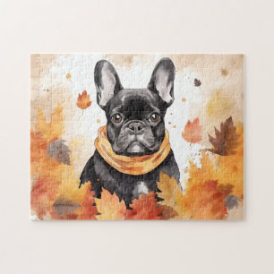 Schattigee Franse buldog/herfst/Herfst Legpuzzel