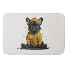 Schattigee Franse buldog met regenjas Badmat