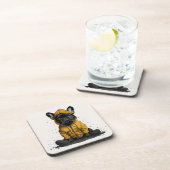 Schattigee Franse buldog met regenjas Bier Onderzetter (Rechterzijde)